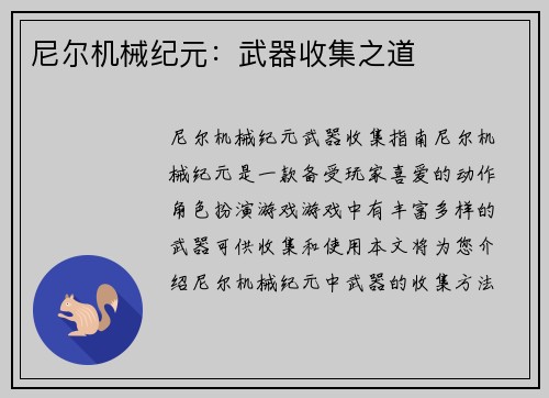 尼尔机械纪元：武器收集之道